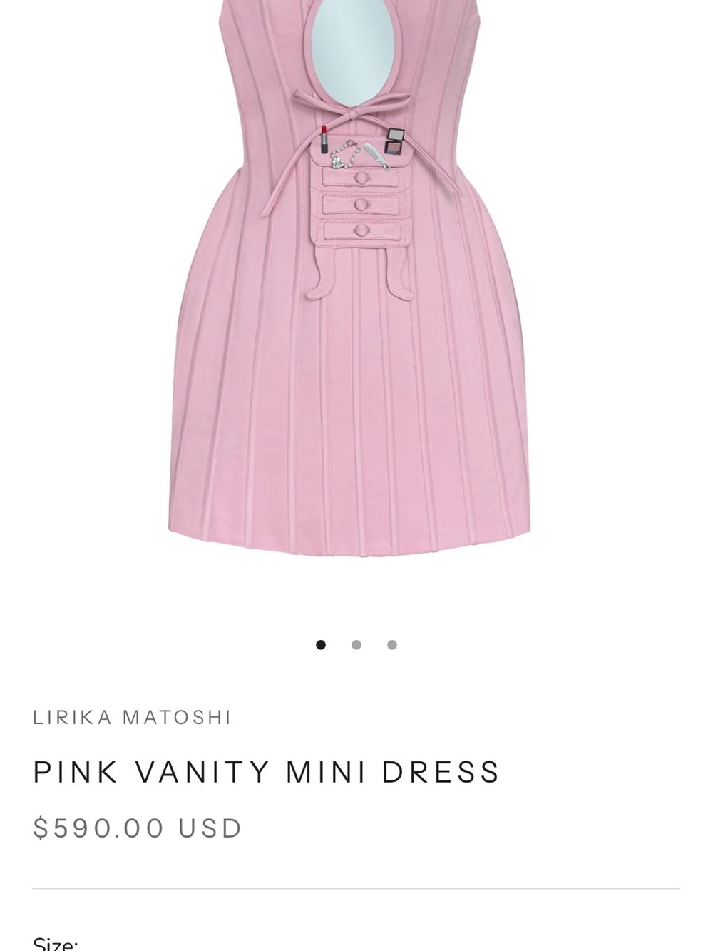 NWOT Lirika Matoshi Blush Pink Vanity Mini Dress - Picture 2 of 3